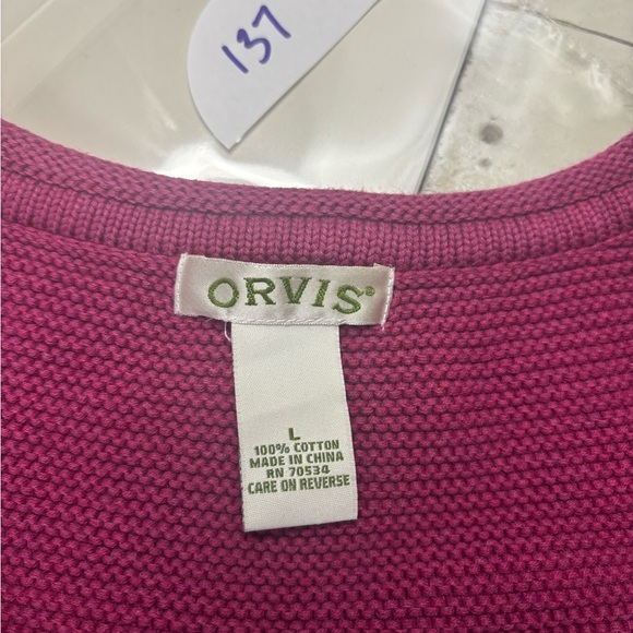 Orvis Sweater Womens Size Large Vest Jacket Knit Zip Fish Fishing Outdoors Pink - Picture 6 of 7